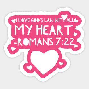 Romans 7:22 Bible Verse With Hearts Sticker